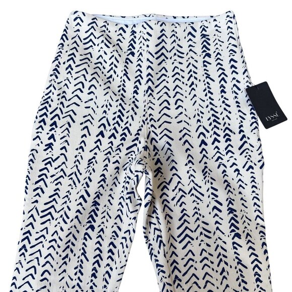 Lysse New York NWT Womens S Blue Geometric Print Fringe Tulip Hem Ankle Pants - Picture 6 of 14
